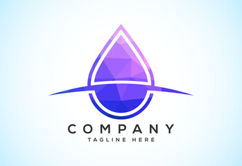 Fototapeta premium Abstract polygonal water drop logo sign symbol. Low poly water drop Logo. Geometric triangle shapes