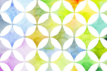 水彩で描いた七宝模様