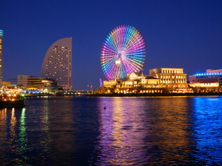 日本、神奈川県、横浜市、冬、みなとみらいの夜景