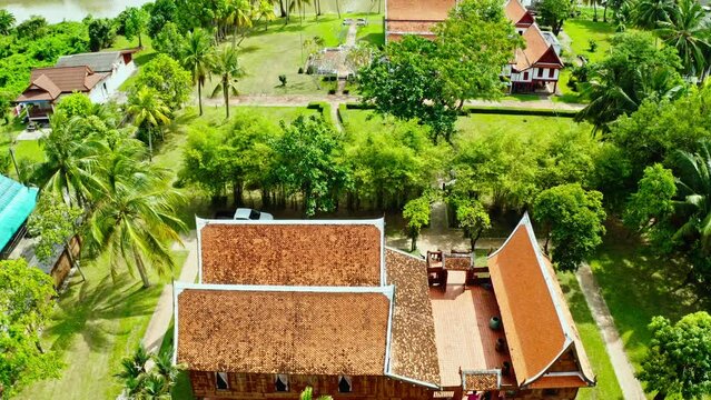 Phatthalung, Thailand- 12 Feb 2023: The old palace and the new palace of the governor of Phatthalung in the past. Prince Of Phatthalung Palace at Lam Pam, Muang Phatthalung, Thailand.