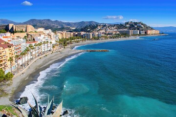 Almunecar, Spain, Costa del sol - Beautiful city and coast view - obrazy, fototapety, plakaty