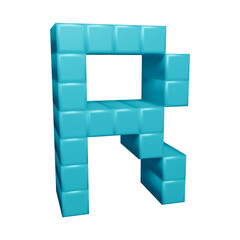Alphabet letter r in 3d rendering