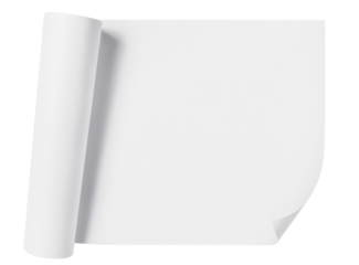 Rolled sheet of white paper, cut out