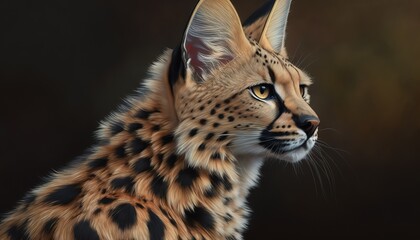 Naklejka premium Portrait of Serval Cat, Generative AI
