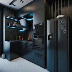 Modern kitchen interior design idea. Concept for designers and architects. Generative AI