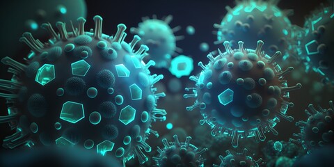 Viruses cells Background, Viral disease epidemic. Generative Ai - obrazy, fototapety, plakaty