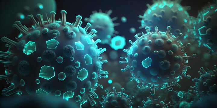 Viruses cells Background, Viral disease epidemic. Generative Ai
