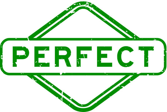 Grunge green perfect word rubber seal stamp on white background