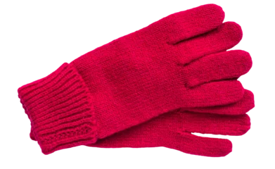 Poster Pair of red woolen glove on a transparent background. Gloves png. © Emre Akkoyun