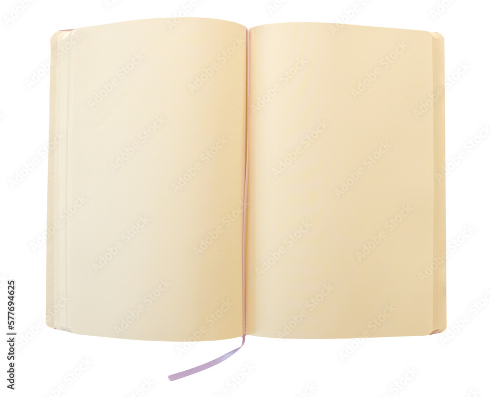 Poster open blank notebook on transparent background. notebook sheet png.