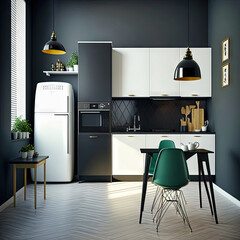 Modern kitchen interior design idea. Concept for designers and architects. Generative AI