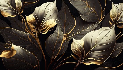  a close up of a plant with leaves on a black background.  generative ai