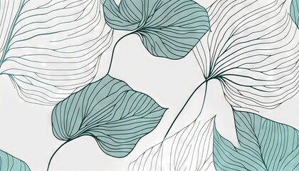  a drawing of leaves on a white background with a green outline.  generative ai