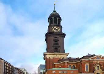 Obraz premium Famous St. Michaelis Church in Hamburg named Michel