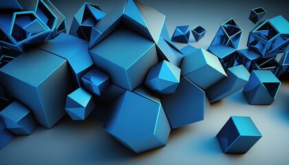  a bunch of blue cubes that are on a table.  generative ai