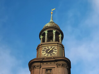 Fototapeta na wymiar Famous St. Michaelis Church in Hamburg named Michel
