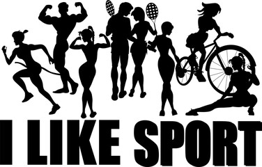 I like sport All the colors of the rainbow. Red, orange, yellow, green, blue, indigo, violet. Silhouette