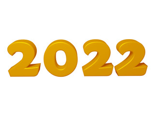 Golden year 2022 in 3d rendering