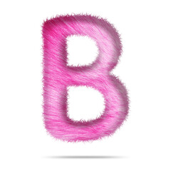 Alphabet letter b design with pink fur texture