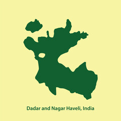 Modern Map - Dadra and Nagar Haveli, India. Vector, illustration.