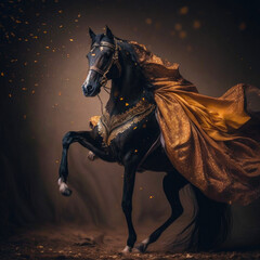 dark horse with a golden cape