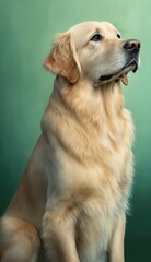 Golden retriever dog portrait plain background full body - generative AI