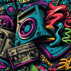 Fototapeta premium hip hop graffiti style pattern