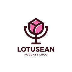 Lotus Podcast Logo Vector Icon Illustration
