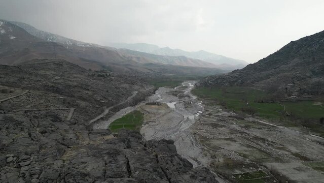 Alishing District of Laghman Province, aerial video of Afghanistan