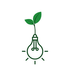 Ecological electricity. A lamp with a green leaf. Vector illustration.