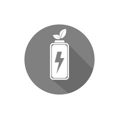 Ecological electricity. Battery with a green leaf. Vector illustration.