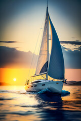 Fototapeta na wymiar Luxury Sailing Yacht on the Ocean