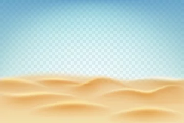 Fototapeten Realistic sand. Playa beach. Stones and sandy dunes. Tropical desert background. 3D sea coast. Ocean bottom. River waves. Dry nature panorama. Sahara scenery. Vector realistic pattern © SpicyTruffel