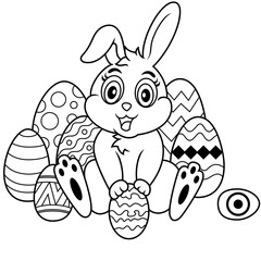 Fototapeta na wymiar Cute little bunny with Easter egg 