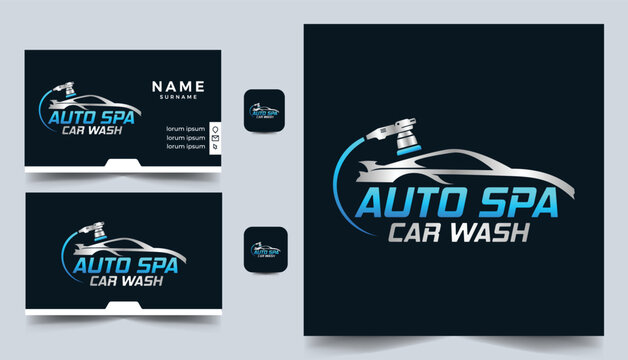 Auto Detailing Servis Logo Design Template With Business Card Design