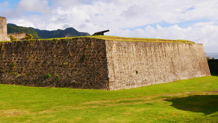 Fort Louis Delgrès de Basse-Terre, ancien fort Saint-Charles, monument historique sur l'île de la Guadeloupe. aux Antilles Françaises. France  - obrazy, fototapety, plakaty