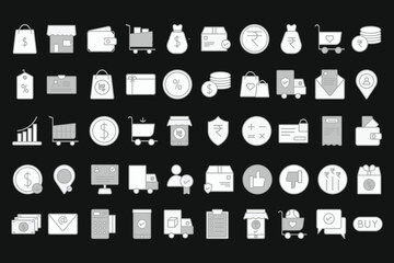 e-commerce icon pack with grey color