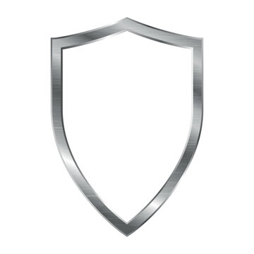 Metal frame in the form of a protective shield, isolated on a white background