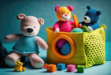 joyful cute cartoon kids toys banner for babies and toddlers generative ai
