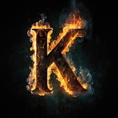 bright and glowing fire letter K for kids education generative ai