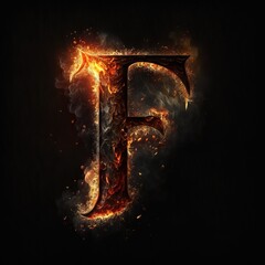 flame effect on letter F for trendy burring design generative ai