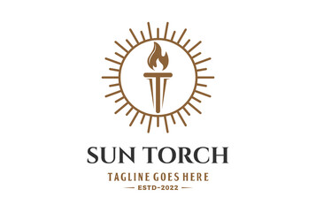 Elegant Luxury Sun Torch Light Logo Design