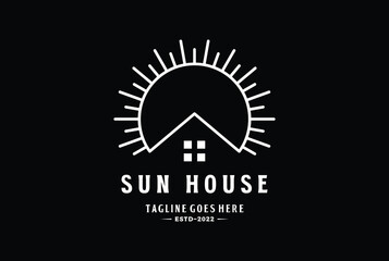 Sun Sunrise House Roof Line Logo Design