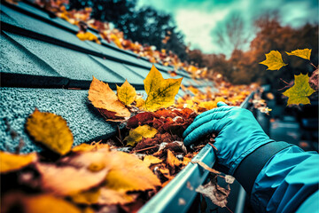 Spring cleaning works in the garden, washing the driveway, cleaning the gutters, washing the facade. Pressure washer. Generative AI.