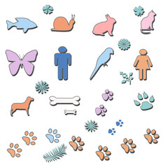 Mix Shape Animal Icon line art icon for apps and websites