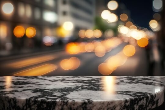 empty marble table, generative ai image creation