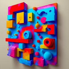 Colorful Abstract 3D Geometric Shapes. suprematism
