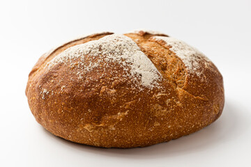 Campagne bread on a white background