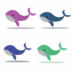  illustrator vector  of cute whale drawing 