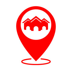 Obraz premium red three home location icon